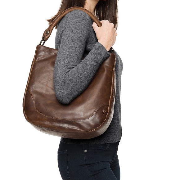 Frye Melissa Genuine Leather Hobo Dark Brown Slate - Picture 11 of 13